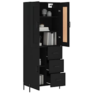 vidaXL Highboard svart 69,5x34x180 cm konstruert tre