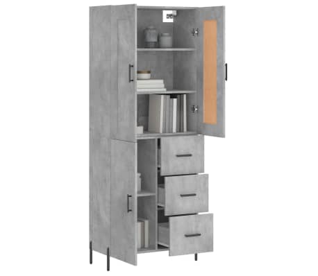 vidaXL Hoge kast 69,5x34x180 cm bewerkt hout betongrijs