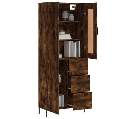 vidaXL f&uuml;st&ouml;s t&ouml;lgy sz&iacute;nű szerelt fa magasszekr&eacute;ny 69,5 x 34 x 180 cm