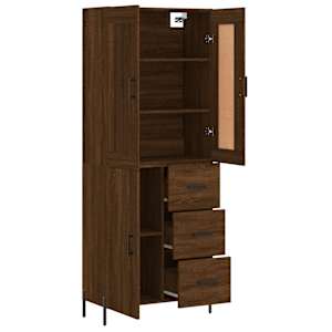 Skříň highboard hnědý dub 69,5 x 34 x 180 cm kompozitní dřevo - obrázek 4