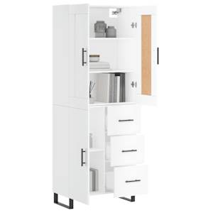 vidaXL Visoka komoda visok sijaj bela 69,5x34x180 cm inženirski les