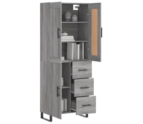 vidaXL Buffet haut Sonoma gris 69,5x34x180 cm Bois d'ing&eacute;nierie