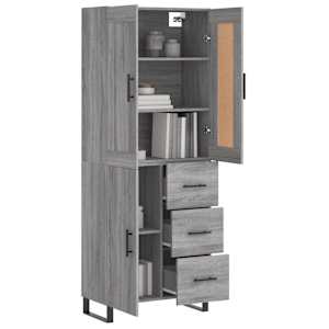 vidaXL Buffet haut Sonoma gris 69,5x34x180 cm Bois d'ing&eacute;nierie