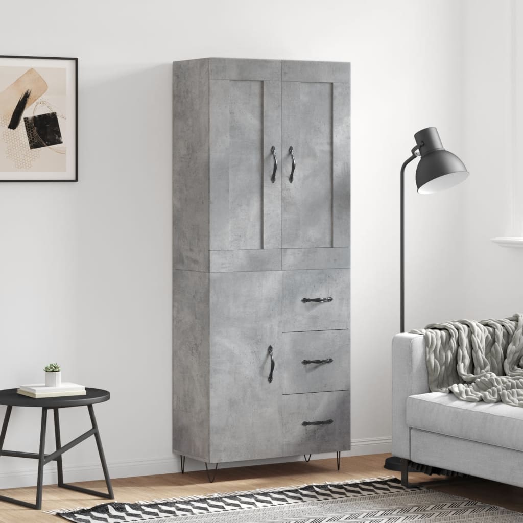 vidaXL Dulap înalt, gri beton, 69,5x34x180, lemn compozit