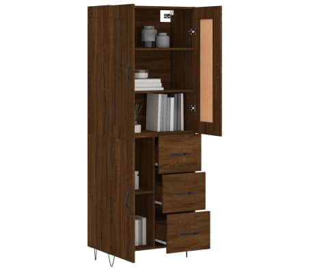 vidaXL Skř&iacute;ň highboard hněd&yacute; dub 69,5 x 34 x 180 cm kompozitn&iacute; dřevo