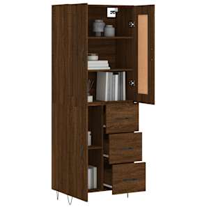 vidaXL Skř&iacute;ň highboard hněd&yacute; dub 69,5 x 34 x 180 cm kompozitn&iacute; dřevo