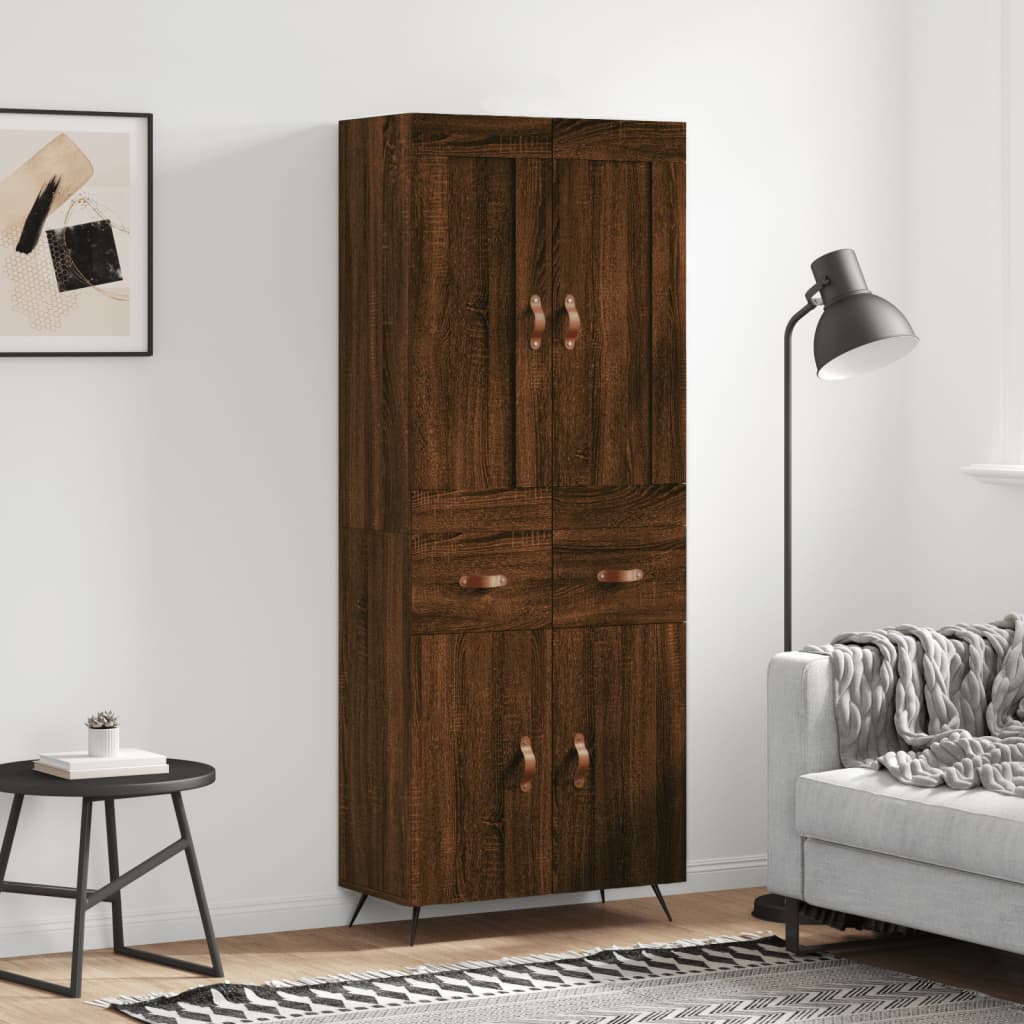 Skříň highboard hnědý dub 69,5 x 34 x 180 cm kompozitní dřevo