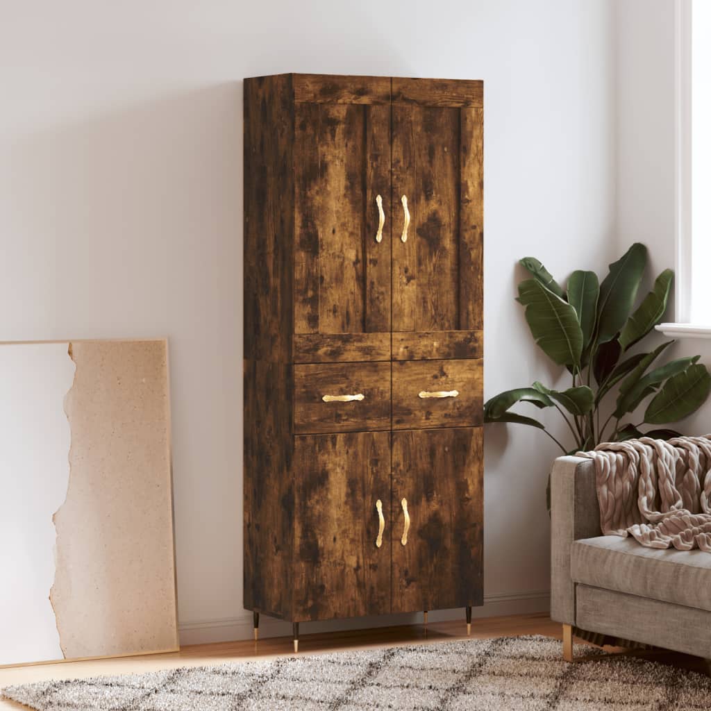 Skříň highboard kouřový dub 69,5 x 34 x 180 cm kompozitní dřevo