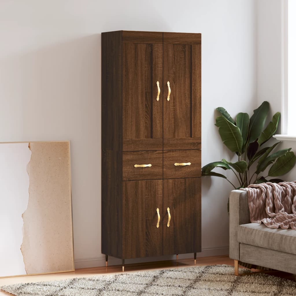 Skříň highboard hnědý dub 69,5 x 34 x 180 cm kompozitní dřevo