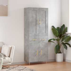 Visoka komoda betonsko siva 69,5x34x180 cm inženirski les
