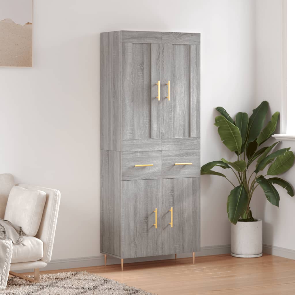 vidaXL Dulap înalt, gri sonoma, 69,5x34x180 cm, lemn compozit