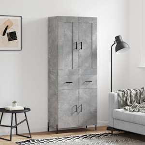Visoka komoda betonsko siva 69,5x34x180 cm inženirski les