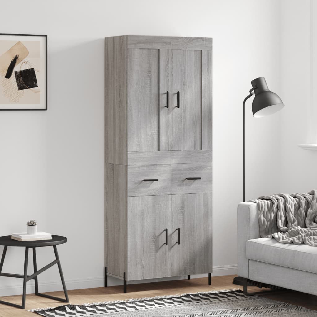 vidaXL Dulap înalt, gri sonoma, 69,5x34x180 cm, lemn compozit