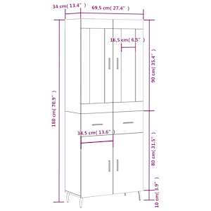 Skříň highboard dub sonoma 69,5 x 34 x 180 cm kompozitní dřevo - obrázek 14