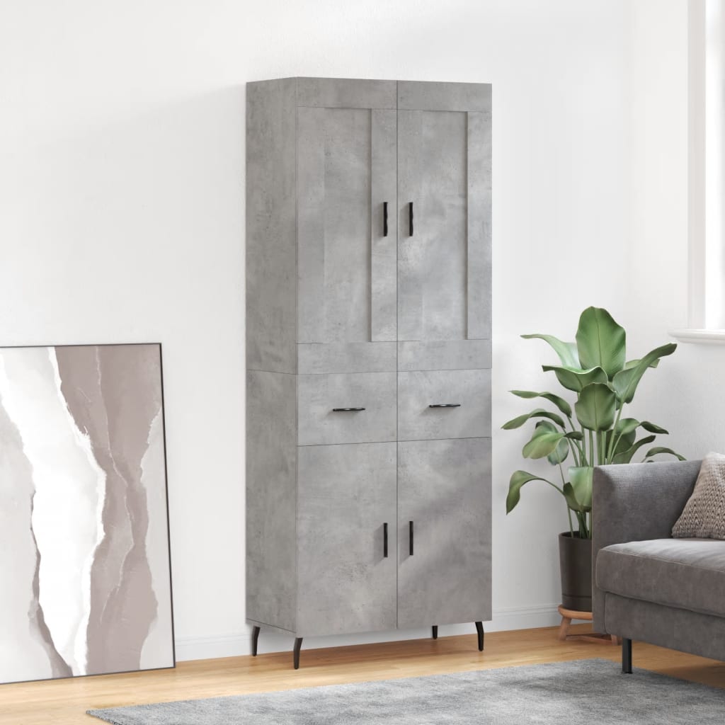 Skříň highboard betonově šedá 69,5x34x180 cm kompozitní dřevo