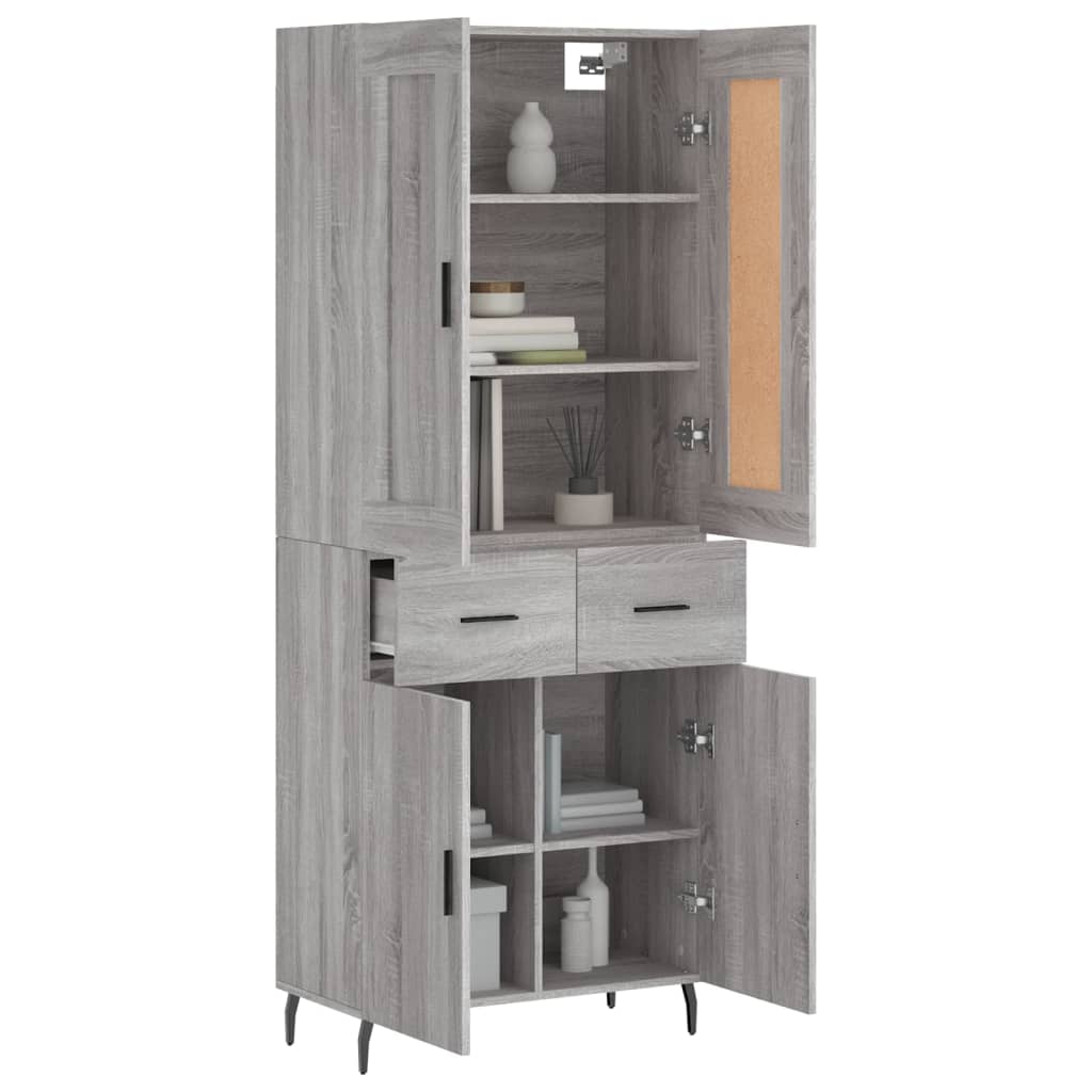 vidaXL Kaappi harmaa Sonoma 69,5x34x180 cm tekninen puu