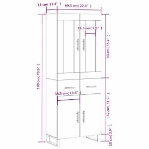 Skříň highboard dub sonoma 69,5 x 34 x 180 cm kompozitní dřevo - obrázek 14