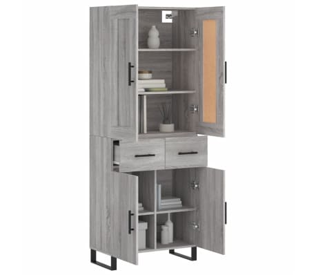 vidaXL Buffet haut Sonoma gris 69,5x34x180 cm Bois d'ing&eacute;nierie