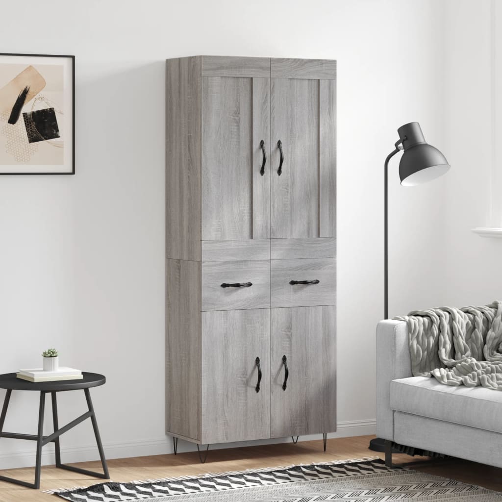 vidaXL Dulap înalt, gri sonoma, 69,5x34x180 cm, lemn compozit