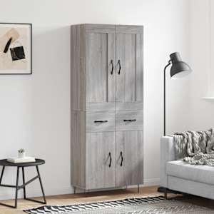 Visoka komoda siva sonoma 69,5x34x180 cm inženirski les