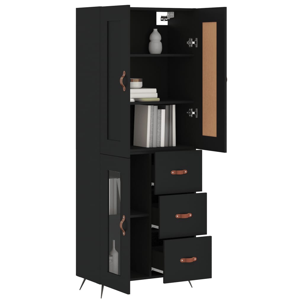 vidaXL Skříň highboard černá 69,5 x 34 x 180 cm kompozitní dřevo