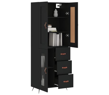 vidaXL Highboard svart 69,5x34x180 cm konstruert tre