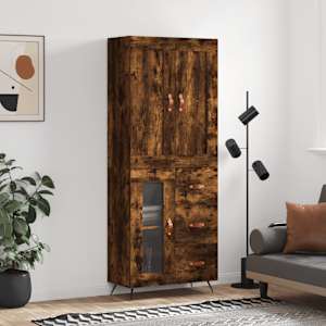 Skříň highboard kouřový dub 69,5 x 34 x 180 cm kompozitní dřevo - obrázek 1