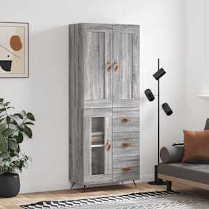 Skříň highboard šedá sonoma 69,5 x 34 x 180 cm kompozitní dřevo - obrázek 1