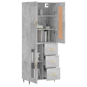 Skříň highboard betonově šedá 69,5x34x180 cm kompozitní dřevo - obrázek 3