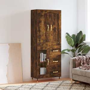 Skříň highboard kouřový dub 69,5 x 34 x 180 cm kompozitní dřevo