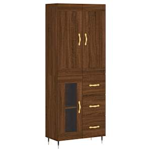 Skříň highboard hnědý dub 69,5 x 34 x 180 cm kompozitní dřevo - obrázek 2