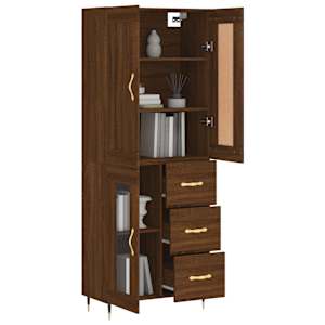 Skříň highboard hnědý dub 69,5 x 34 x 180 cm kompozitní dřevo - obrázek 3