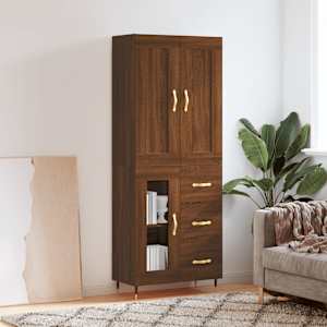 Skříň highboard hnědý dub 69,5 x 34 x 180 cm kompozitní dřevo - obrázek 1