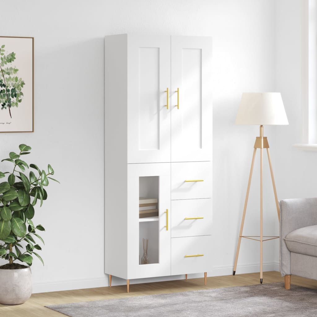 Skříň highboard bílá 69,5 x 34 x 180 cm kompozitní dřevo