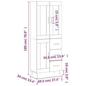 Skříň highboard dub sonoma 69,5 x 34 x 180 cm kompozitní dřevo - obrázek 14