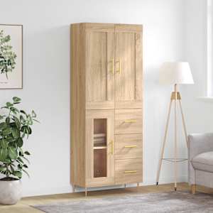 Skříň highboard dub sonoma 69,5 x 34 x 180 cm kompozitní dřevo - obrázek 1