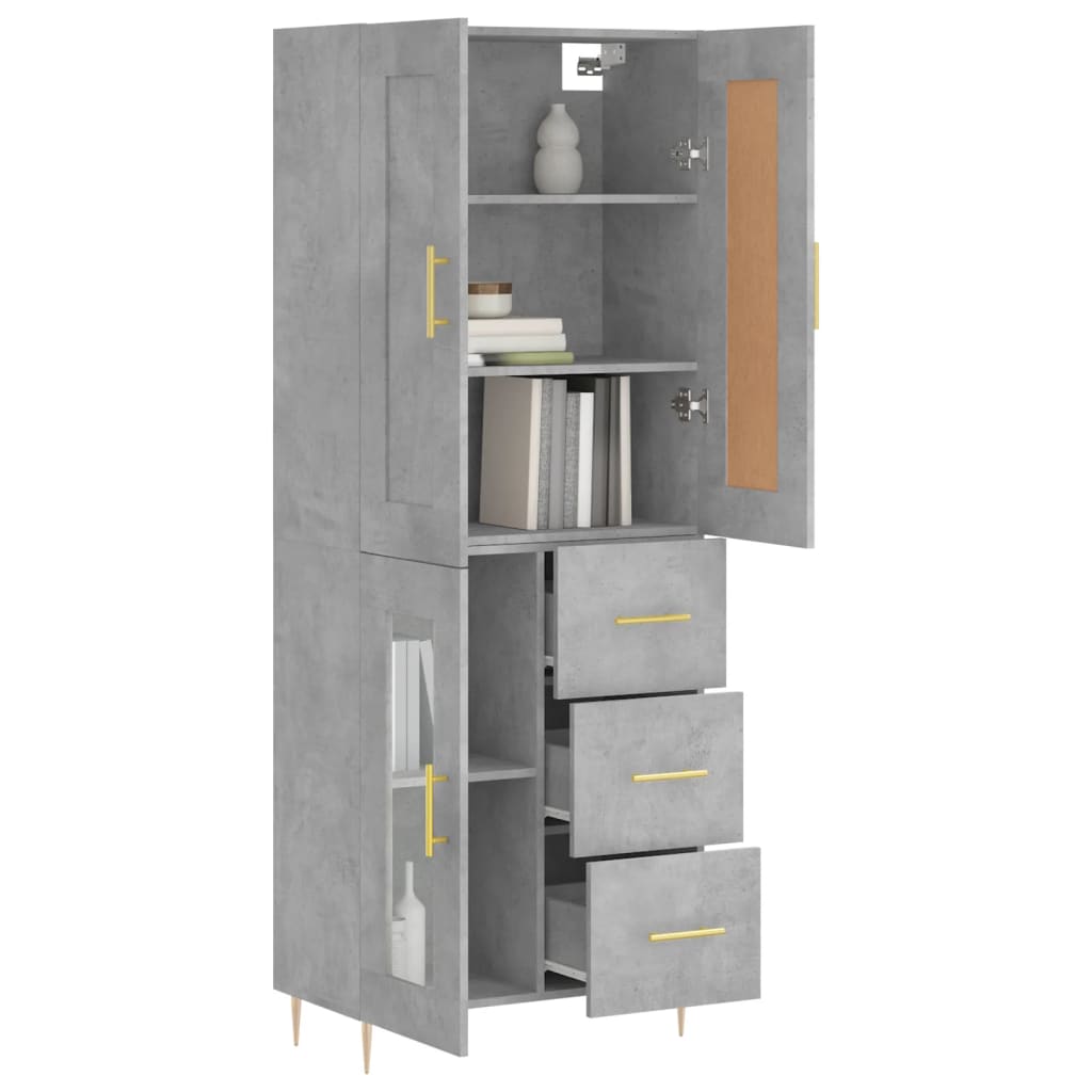 vidaXL Highboard Betongrau 69,5x34x180 cm Holzwerkstoff