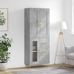 Skříň highboard betonově šedá 69,5x34x180 cm kompozitní dřevo - obrázek 1
