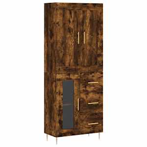 Skříň highboard kouřový dub 69,5 x 34 x 180 cm kompozitní dřevo - obrázek 2