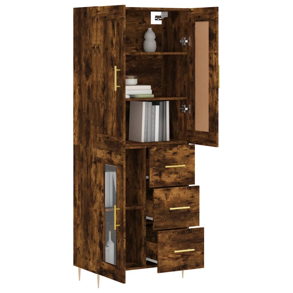 vidaXL Hoge kast 69,5x34x180 cm bewerkt hout gerookt eikenkleurig