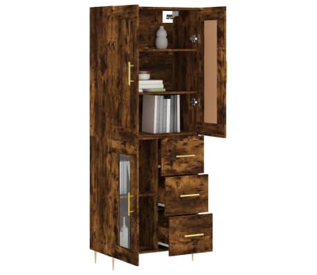 vidaXL Skříň highboard kouřový dub 69,5 x 34 x 180 cm kompozitní dřevo