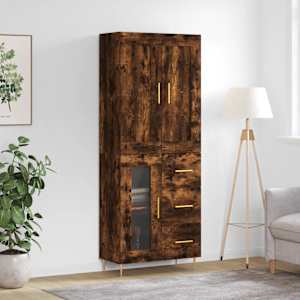 Skříň highboard kouřový dub 69,5 x 34 x 180 cm kompozitní dřevo - obrázek 1