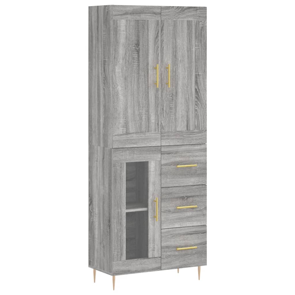 vidaXL Skříň highboard šedá sonoma 69,5 x 34 x 180 cm kompozitní dřevo