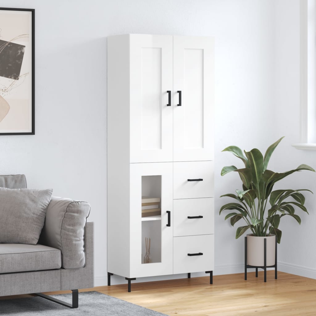 Skříň highboard lesklá bílá 69,5 x 34 x 180 cm kompozitní dřevo