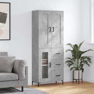 Skříň highboard betonově šedá 69,5x34x180 cm kompozitní dřevo - obrázek 1