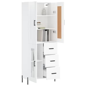 vidaXL Skř&iacute;ň highboard leskl&aacute; b&iacute;l&aacute; 69,5 x 34 x 180 cm kompozitn&iacute; dřevo