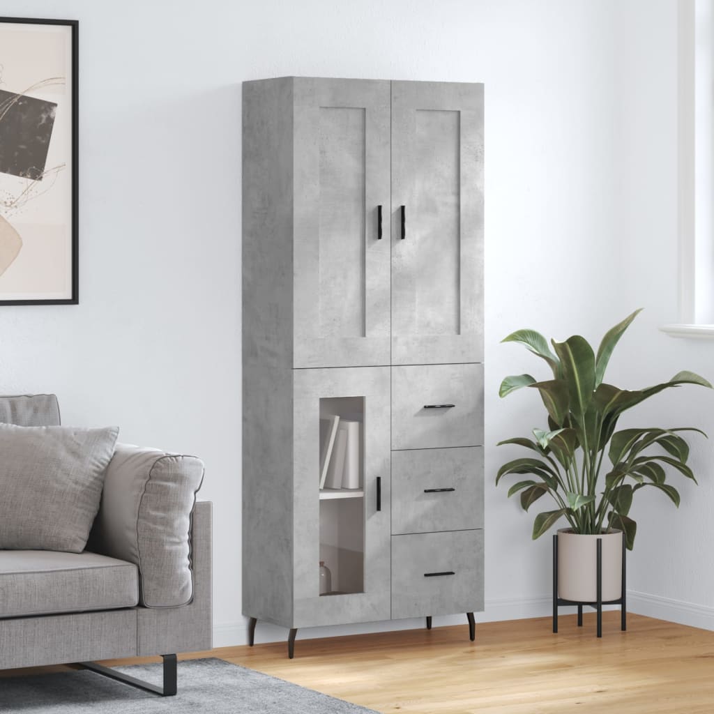 Skříň highboard betonově šedá 69,5x34x180 cm kompozitní dřevo