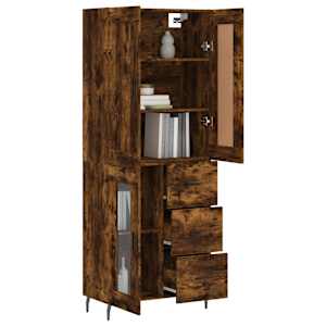 Skříň highboard kouřový dub 69,5 x 34 x 180 cm kompozitní dřevo - obrázek 3