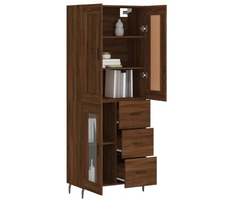 vidaXL Highboard Brown Oak 69.5x34x180 cm Engineered Wood