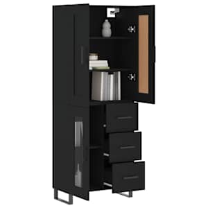 vidaXL Highboard Black 69.5x34x180 cm Engineered Wood